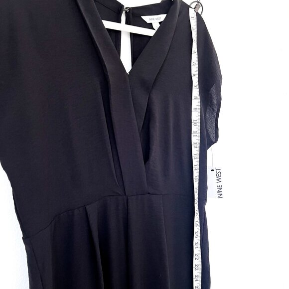 NWT nine west black jumpsuit v neck dolman sleeve size large - Picture 4 of 8